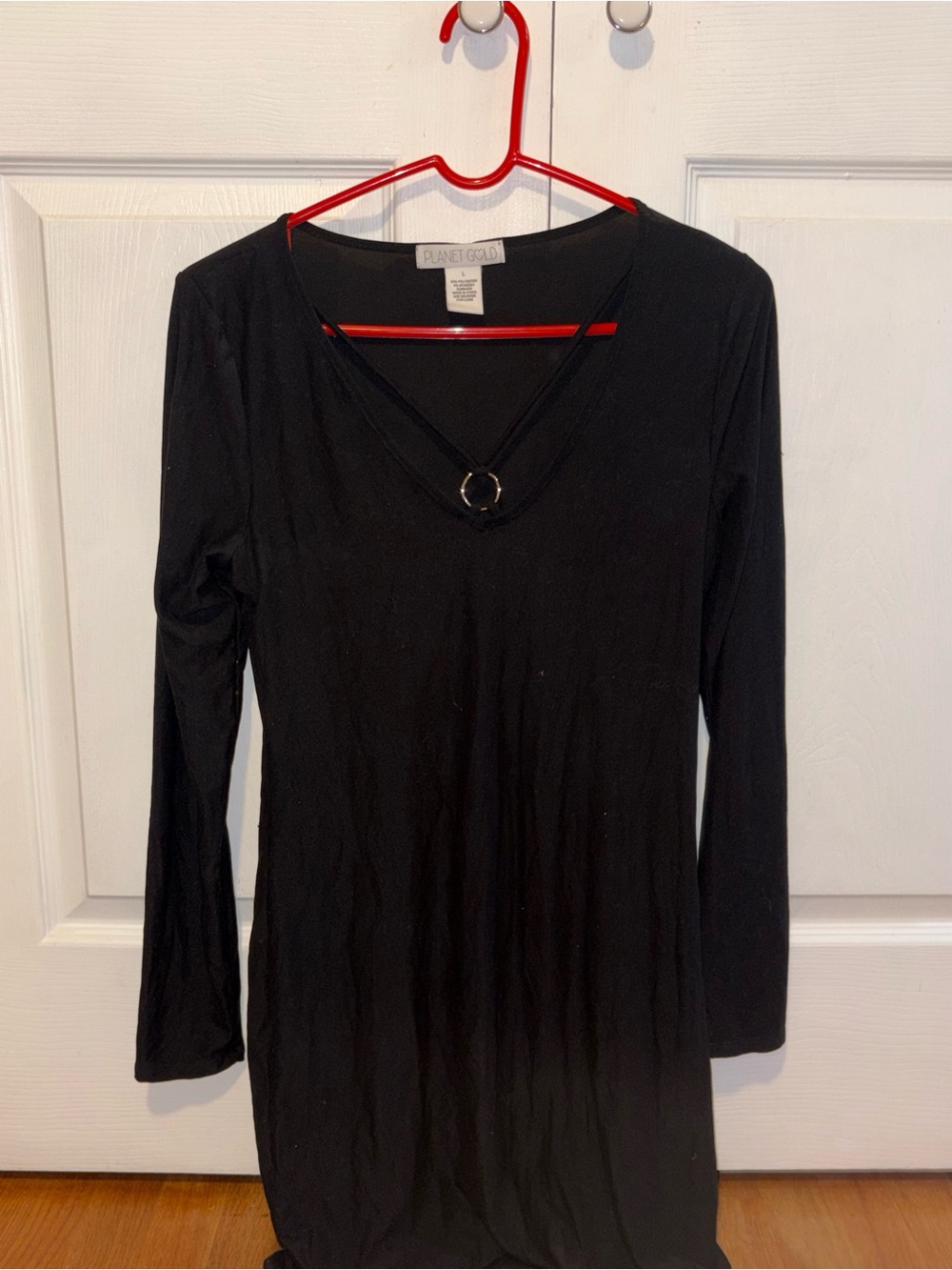 Planet Gold Women's Long Sleeve Maxi Dress in Black Size Large
